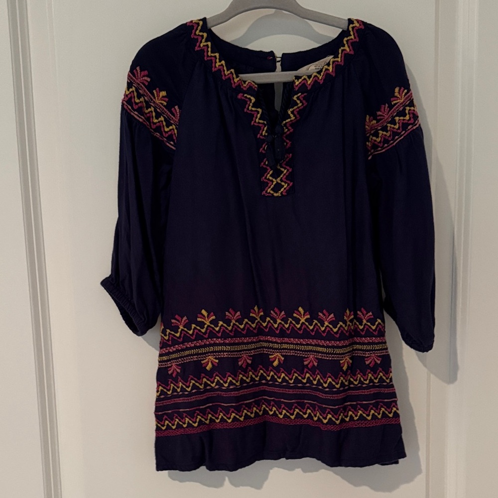 Peek Navy Dress with Colorful Embroidery